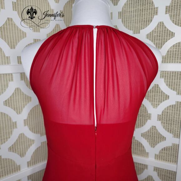 Michaelangelo Red Sequined and Chiffon Halter Dress Size 12 - Picture 8 of 12